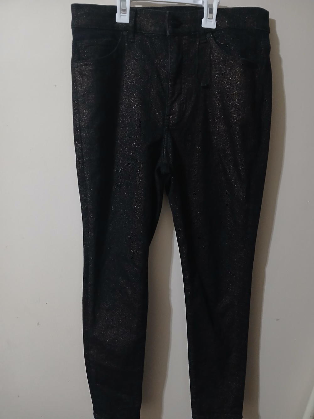 Express Black Shimmery Skinny Pants woman 6R color black and gold